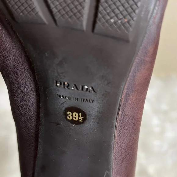 Prada Calzature Donna Bruciato Brown Leather Heels - Picture 13 of 15
